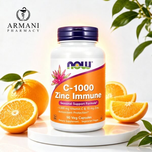 NOW C-1000 Zinc Immune 90 Capsules | Vitamin C & Zinc Immune Support